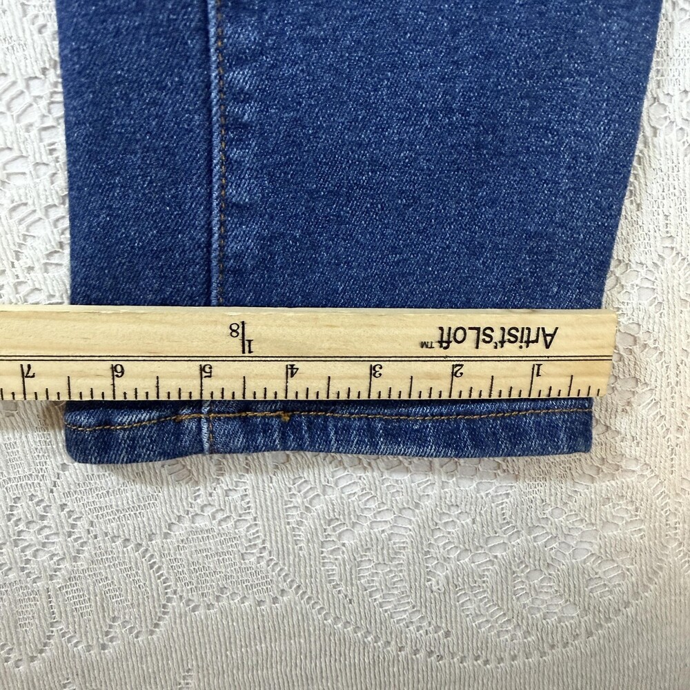 ENJEAN Jeans Juniors 1 Blue High Rise Straight Slim Dark Wash Stretch Denim - Picture 4 of 12